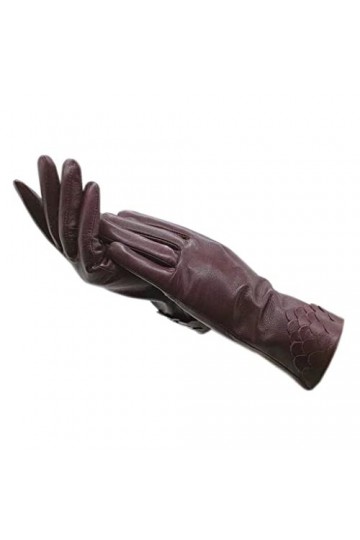 n/a Gants Hiver Femmes Gants Bracelet Vin Rouge Conduite Sports en Plein Air Chaud en Cuir Épaissi Mitaines Color : A, Size 