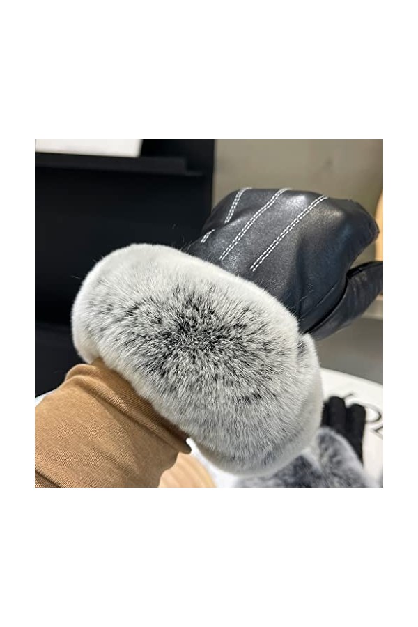 GLUXIT Beaux Gants en Cuir Dames Hiver Chaud Cheveux Velours épaississement écran Tactile Cyclisme Conduite Main ennuyée