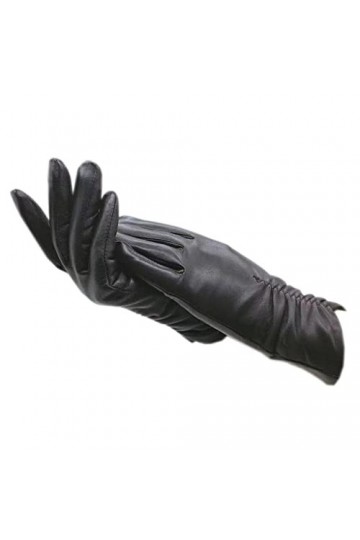 n/a Gants de Poignet for Femmes dhiver en Cuir Chaud Noir épaissi Doux Gants de Conduite doublés Color : A, Size : 6.5 