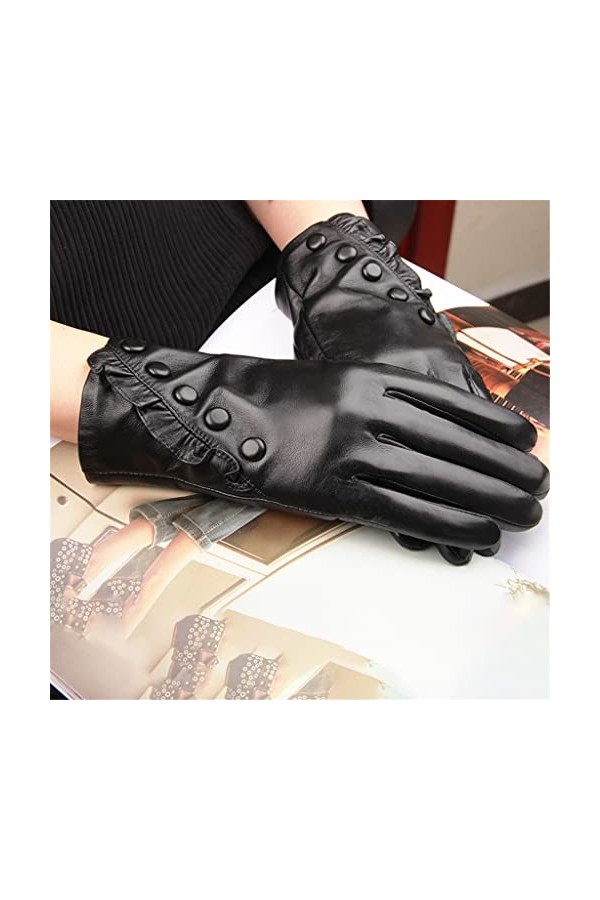 SHYPT Gants en Cuir de Mouton pour Femmes Hiver Chaud écran Tactile doublé Conduite Moto Robe Neige Gants de Conduite Color 