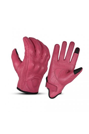 Samnuerly Gants de Moto en Cuir pour Femmes Fonctionnement Tactile Gants dhiver pour Femmes Coupe-Vent Fist Knuckles Color 