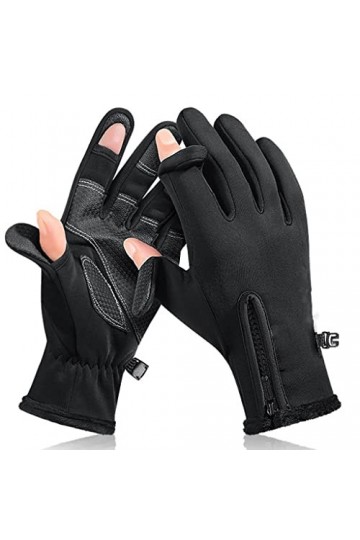 SLNFXC Gants imperméables pour écran tactile, gants dhiver chauds et coupe-vent, moufles en velours pour moto en plein air, 