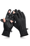 SLNFXC Gants imperméables pour écran tactile, gants dhiver chauds et coupe-vent, moufles en velours pour moto en plein air, 