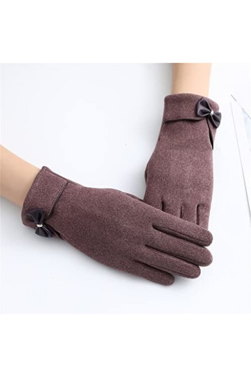 HLDETH Femme Gants Mitaines Femmes Vintage Hiver Plein Doigt Écran Tactile Plus Velours Chaud Coupe-Vent Conduite Color : Ar