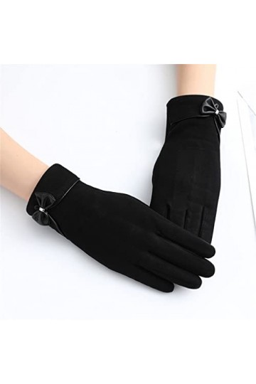 HLDETH Femmes Vintage Hiver Plein Doigt écran Tactile Plus Velours Chaud Coupe-Vent Conduite Femme Gants Mitaines Color : Ar