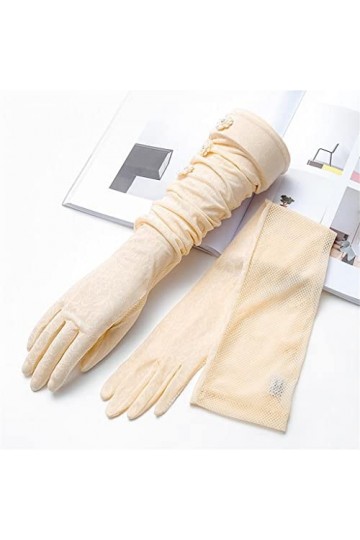 YANYUESHOP Gants de Conduite Femme Été Mince Longue Dentelle Glace Manches en Soie Écran Tactile Doigt Complet Couleur : D, 
