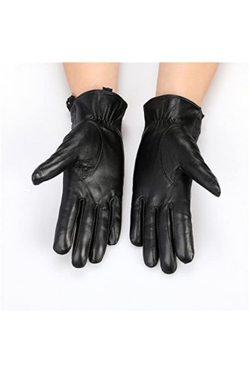 Gants en Cuir Automne-Hiver for Femmes avec Mitaines en Dentelle Gant de Toilette doublé Polaire Confortable et léger Color 
