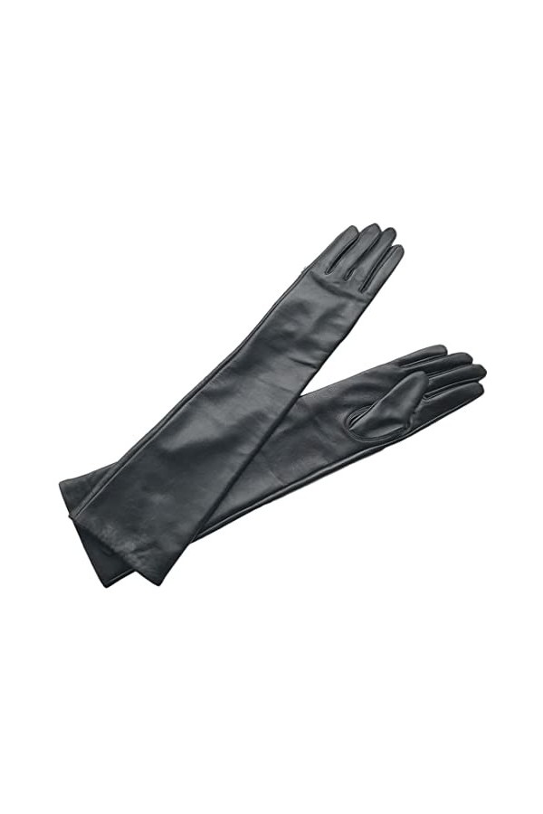Moufles en cuir pour femme - Doublure thermique en velours - Coudière - Gants utilitaires pour écran tactile - 50 cm - Doublu