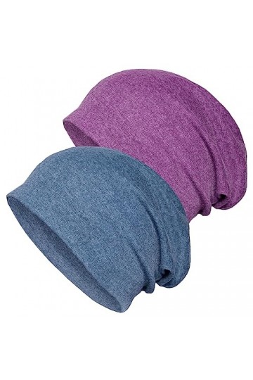 Lot de 2 Bonnets Souples en Coton, Casquettes Chimio pour Femmes et Hommes