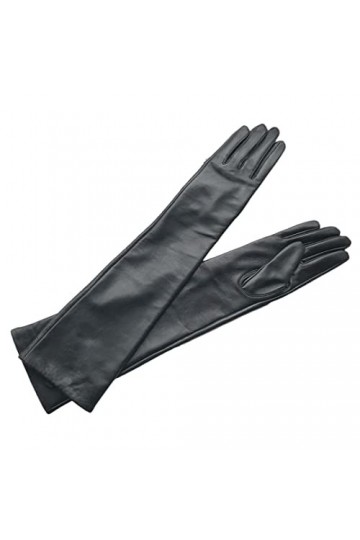 Moufles en cuir pour femme - Doublure thermique en velours - Coudière - Gants utilitaires pour écran tactile - 50 cm - Doublu