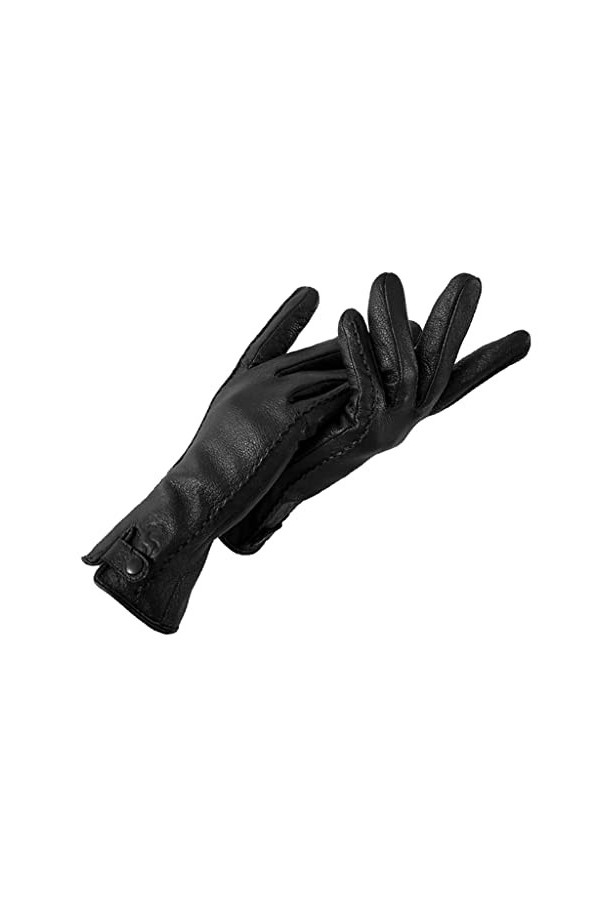 GLUXIT Hiver Femmes Gants en Cuir Chaud Doux résistant à lusure Doublure écran Tactile Fonction Rivet Fermoir Gants Color :