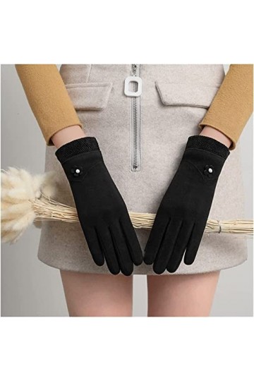 Femmes Hiver Vintage Plein Doigt écran Tactile Conduite épais Chaud Gant Coupe-Vent Confortable et léger Color : C, Size : O