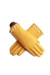 GLUXIT Femmes Hiver Plus Velours à lintérieur des Gants décran Tactile Perle décoration mélange épaissir Femme Garder des G