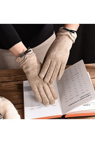 GLUXIT Hiver Femmes écran Tactile Garder au Chaud épaissir Double Couche Gants élégant Doux Lecteur Cyclisme Mitaines