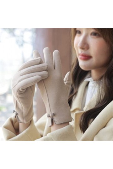 GLUXIT Hiver Femmes Garder Au Chaud Écran Tactile Plus Velours À Lintérieur Épaissir Élégant Simple Vélo Drive Solide Doux M