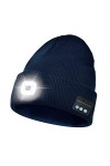 Bonnet unisexe avec LED Bluetooth avec lumière hautparleur stéréo intégré et micro Bonnet de lampe frontale Cadeau de Noël po