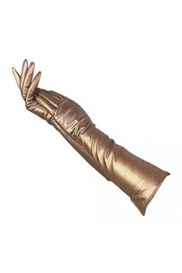 n/a Gants dhiver Gants à Manches for Femmes Or 45cm Couverture de Bras en Cuir Gants de Conduite Chauds Color : A, Size : 7