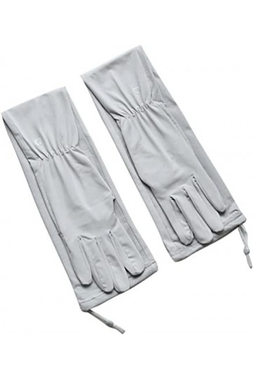 WAAZI Été Exposé Manches À Deux Doigts Femme Conduite Glace Soie Gants Longs Bras Bras Mince Color : A, Size : 57 * 16cm 