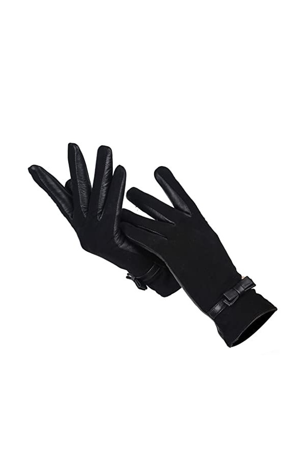 wrtgerht Gants Simples for Femmes, Gants dhiver for Femmes dhiver, Gants en Cuir véritable for Femmes en Peau de Mouton Gan