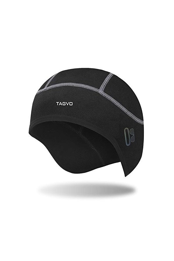 TAGVO Bonnet De Crâne Thermique,Bonnet De Cyclisme Coupe-Vent,Doublure De Casque Chaude avec Trou pour Lunettes,Bonnet De Spo