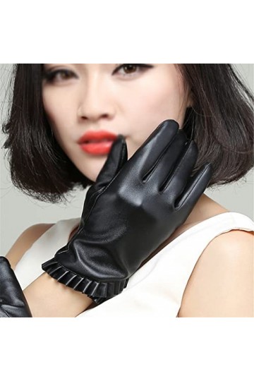 ZAIZAI Gants en Cuir Mode Femme Dentelle Chaude Écran Tactile Hiver Cyclisme à Froid Points à Froid et Gants de Velours à Fro