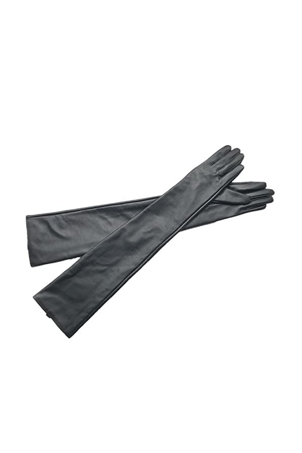 Moufles en cuir pour femme - Doublure thermique en velours - Coudière - Gants utilitaires pour écran tactile - 60 cm - Doublu