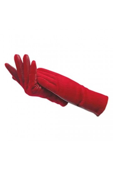 n/a Gants Rouges Hiver Femmes Gants de Poignet Chauds Femmes Cuir Version européenne Doublure épaissie Color : A, Size : 6.5
