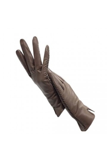 n/a Gants de Poignet dhiver for Femme Gants entièrement doublés Gants de Conduite en Cuir Thermique Kaki Color : A, Size : 