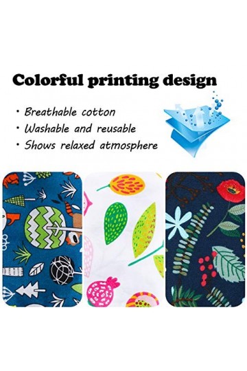 3 Pièces Bonnet Gommage Bouffant Colorée Turban Imprimé Couvre-Cheveux Réglable Casquette avec Boutons et Coton Bandeau de Su