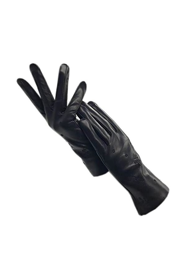 n/a Gants dhiver en Cuir for Dames Gants de Doublure en Peluche Chaude Moto Gants de Doigts froids Color : Black, Size : 8.