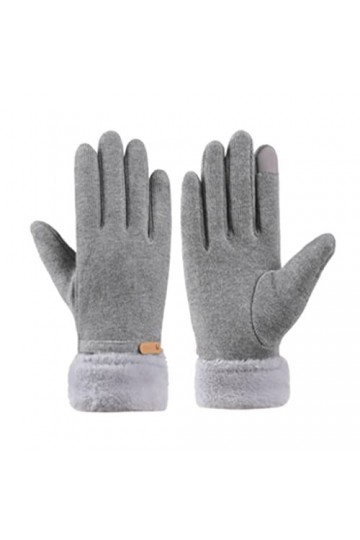 GLUXIT Femmes Plus Velours Épaissir Écran Tactile Poignet en Peluche Gants Chauds Mode Élasticité Sports de Plein Air Coupe-V