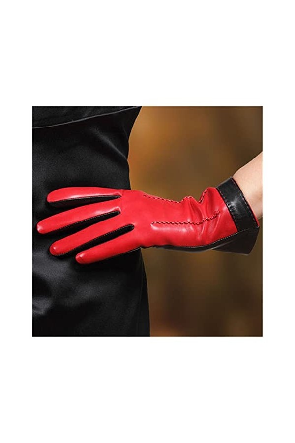 GLUXIT Gants en Cuir véritable Chauds doublés en Peluche Femmes Gants de Conduite Dames Color : D, Size : S Code 