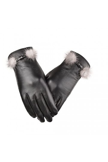 GLUXIT Modèles de Dentelle de Mode Automne et Hiver Gants en Cuir Gants Coupe-Vent en Velours Chaud Conduite vélo écran Tacti