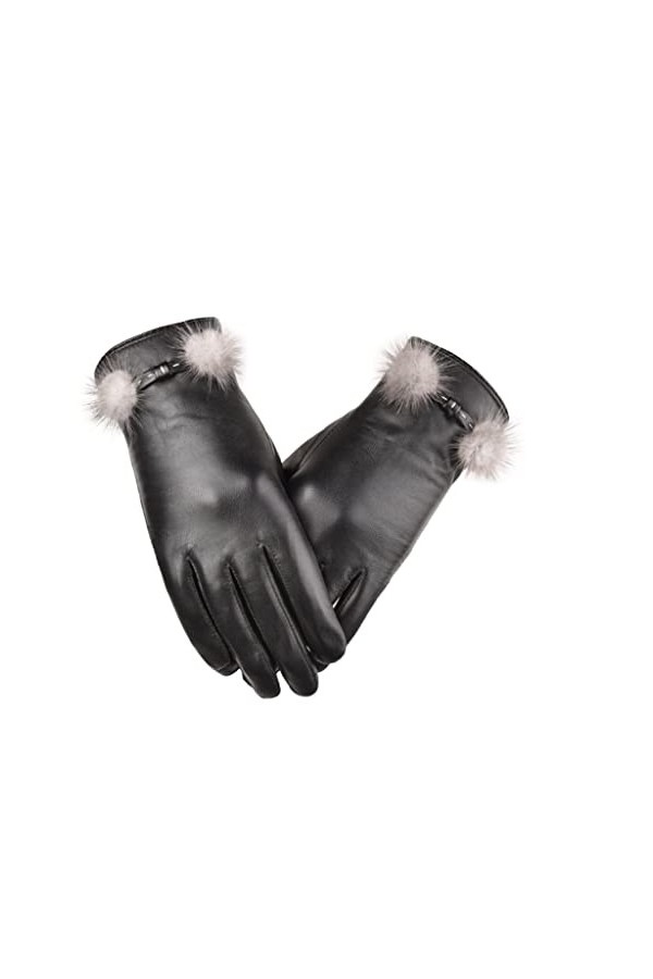 GLUXIT Modèles de Dentelle de Mode Automne et Hiver Gants en Cuir Gants Coupe-Vent en Velours Chaud Conduite vélo écran Tacti