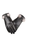 GLUXIT Modèles de Dentelle de Mode Automne et Hiver Gants en Cuir Gants Coupe-Vent en Velours Chaud Conduite vélo écran Tacti