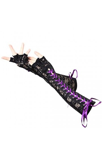 wrtgerht Gants Dentelle Femmes Gants Longs Tentation Bandage Gants sans Doigts Etiquette Gants De Dentelle De Bal Gants Colo