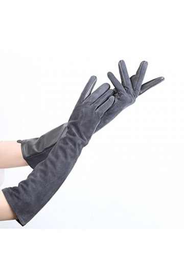 wrtgerht Gants for Femmes Couleur Peau de Mouton, Gants en Cuir for Femmes, Garder au Chaud Les Longs Gants dhiver for Femme