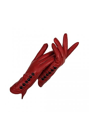 wrtgerht Gants Femme Gants Cuir Véritable Hiver Automne Dames Peau Chaud 6 Boucle Gants Femme Gants Color : Rot, Size : 8 1/