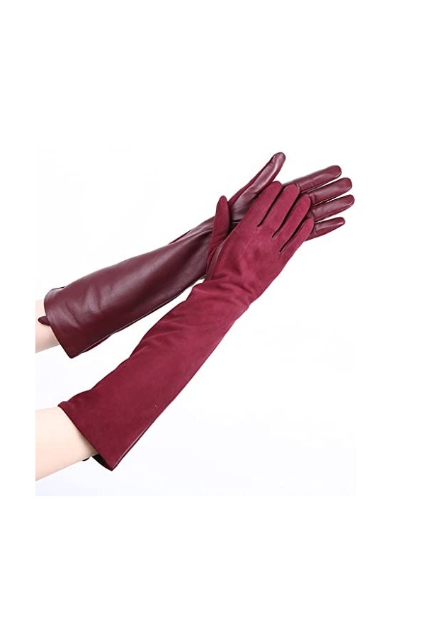 wrtgerht Keep Warm Winter Gants Longs for Femmes en Daim 50% Gants en Cuir for Femmes Gants Color : A, Size : 7 