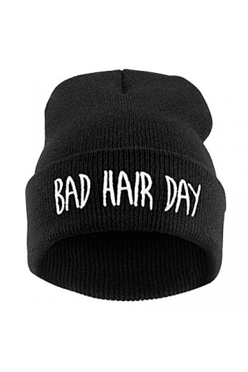 Beanie Hat - Bonnet Unisexe - Bonnet tricolé - Fashion Bad Hair Day pour Unisexe Femme Homme Hiphop Punk BK, Noir 