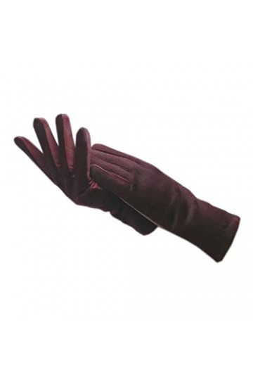 LXXSH Gants dhiver pour femme avec sangle de poignet Bordeaux chaud Moufles en cuir doublées couleur : A, taille : 7,5 