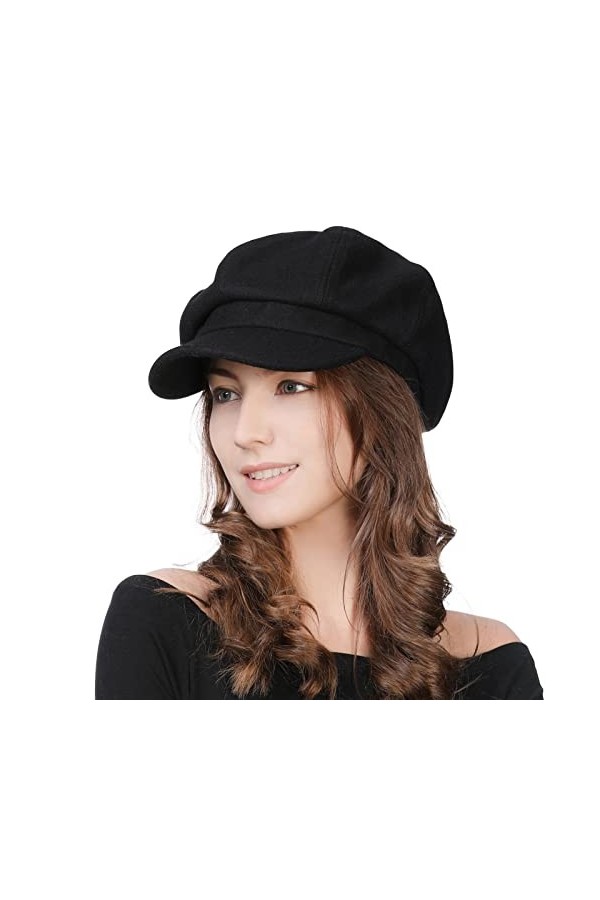 Comhats Bonnet chaud pour femme - En laine - Avec visière, 67145_noir, Taille M