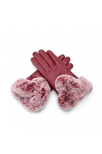 GLUXIT Gants dhiver pour Femmes écran Tactile épaissir Chaud imperméable Coupe-Vent Gants en Cuir pour Femmes Mitaines Hiver