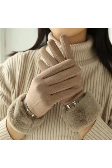 ZHUHW Gants de Cyclisme élégants en Velours for Femmes, écran Tactile, Peluche épaisse, Poignet en Daim, personnalité à la Mo