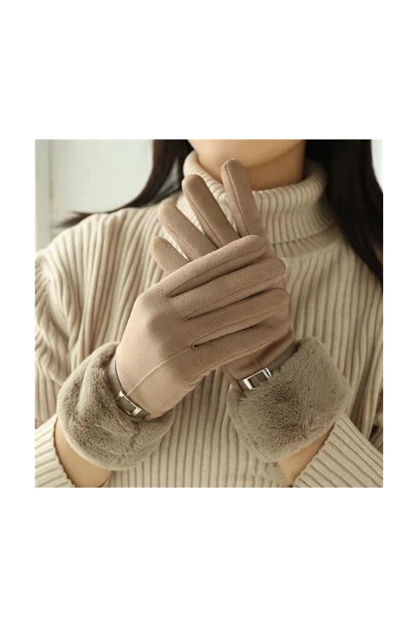 ZHUHW Gants de Cyclisme élégants en Velours for Femmes, écran Tactile, Peluche épaisse, Poignet en Daim, personnalité à la Mo