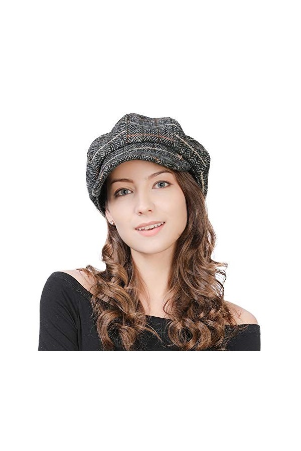 Comhats Bonnet chaud pour femme - En laine - Avec visière, 67145_noir, Taille M
