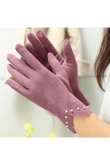 ZHUHW Garder au Chaud lécran Tactile sans Velours, Non gonflé, Perles Fines, Gants élégants for Cyclisme, Mitaines Coupe-Ven