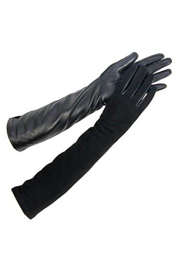 wrtgerht Gants dhiver Dame Gants en Cuir Femmes Mitaines en Cuir Femme Daim Cuir Longs Gants Gants Color : Nero, Size : 7 1