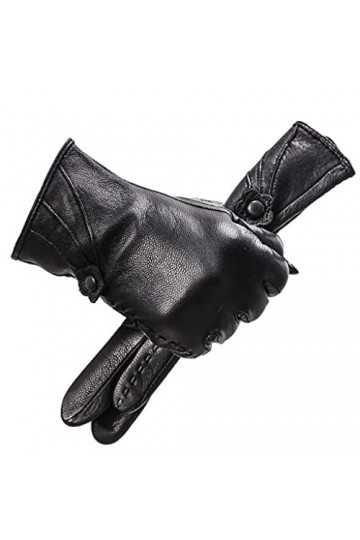 WAAZI Gants dhiver for Femmes en Plein air, Gants en Cuir Noir, Gants Doux et Confortables for Femmes Color : A , Size : 7