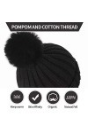 ElifeAcc 2018 Hiver Chaud Chapeau de Fourrure tricoté Bonnet Pom Pom Bobble Chapeaux pour Les Casquettes de Ski de Camping en